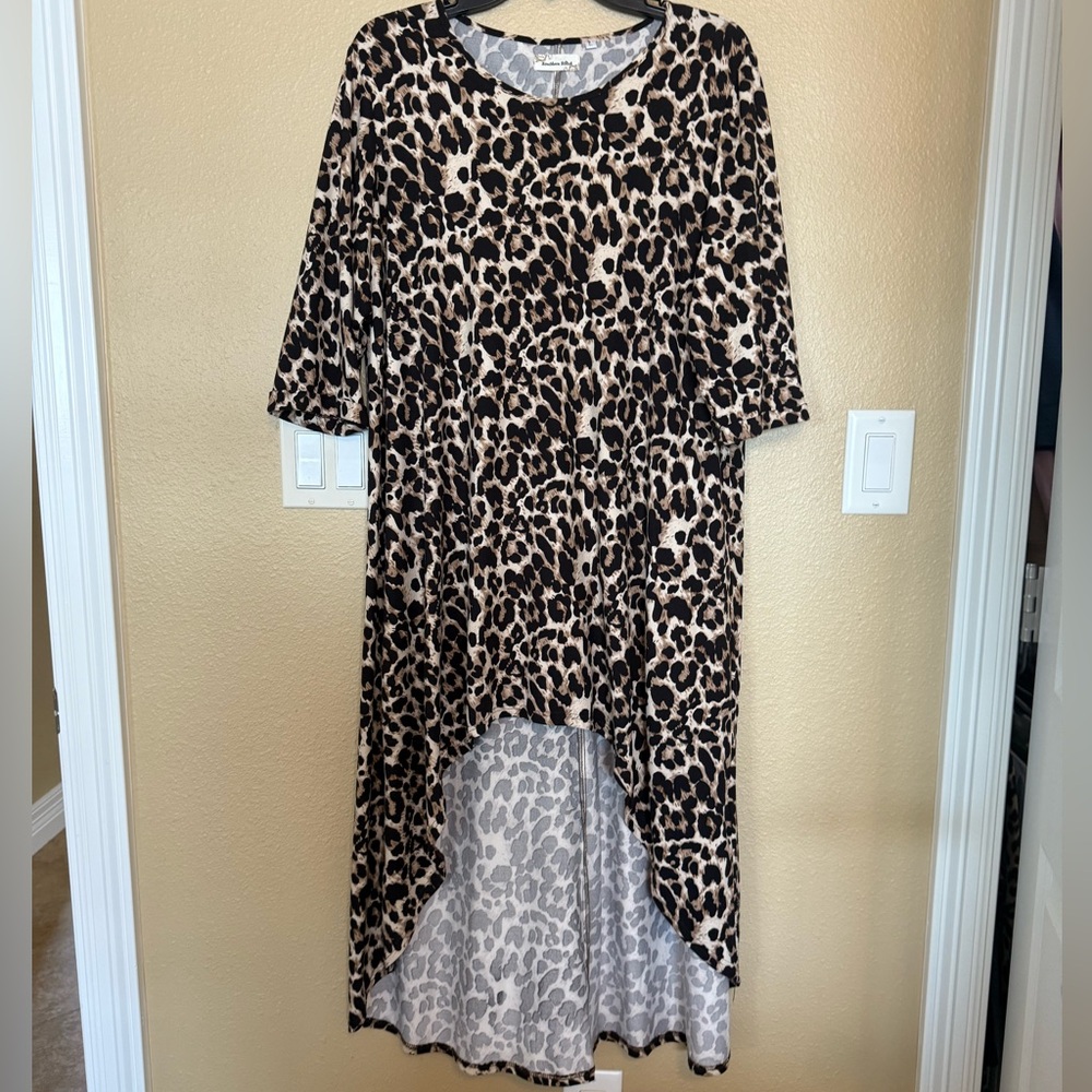 Elegant Leopard Print High-Low Dress